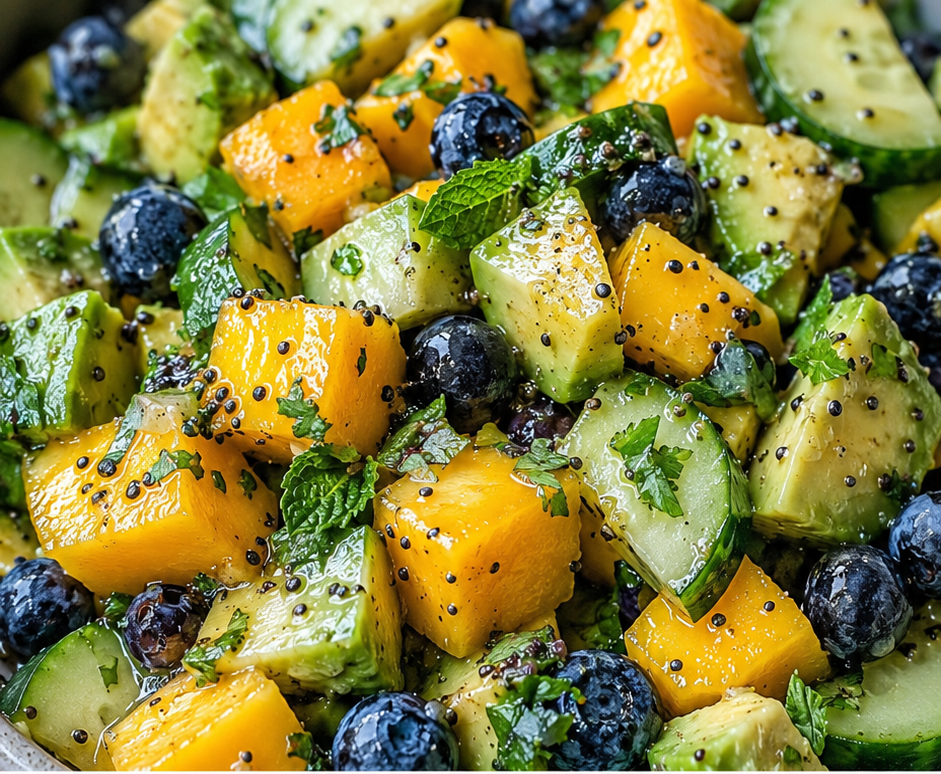 Mango Cucumber Salad with Blueberries and Avocado (Bright, Fresh & Ready in 15 Minutes)