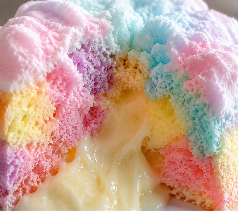 Cotton Candy Lava Cloud Cake (A Magical Dessert That Melts in Your Mouth!)