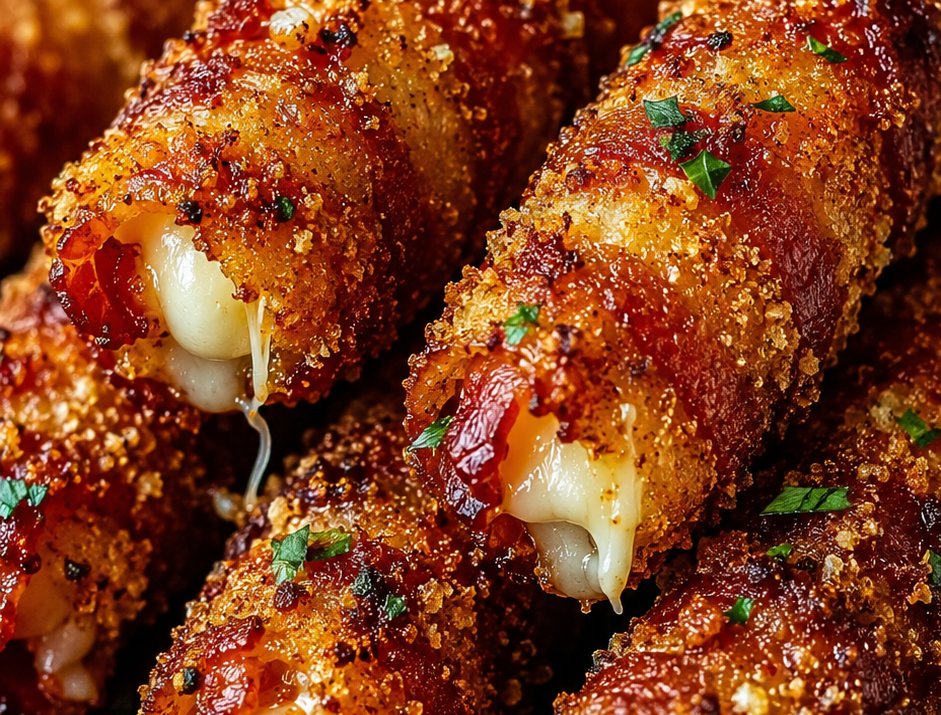 Spicy Nashville Bacon Mozzarella Sticks (Crispy, Cheesy, and Packed with Heat!)