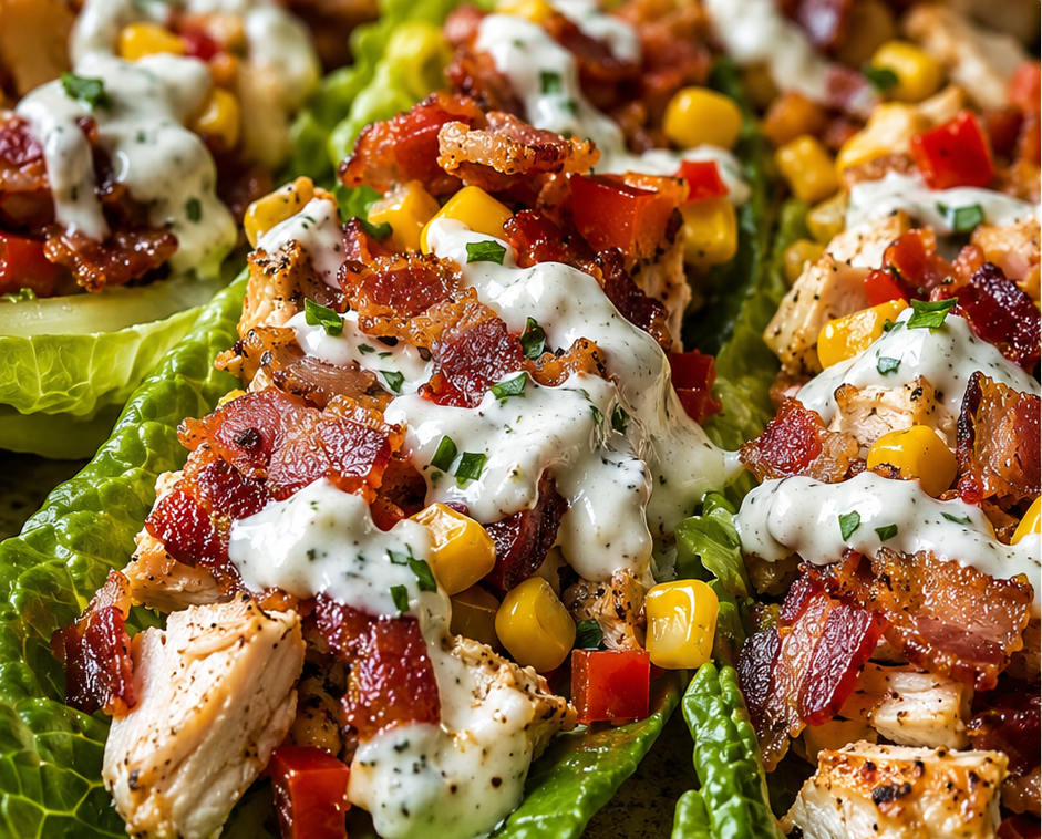 Crispy Bacon Ranch Lettuce Boats with Tender Chicken (Easy Low-Carb Meal)