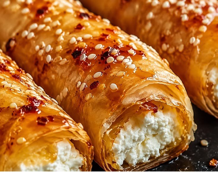 Easy Oven Fried Feta Rolls with Chili Honey (Irresistible Crispy Cheese Bites Ready in Minutes)