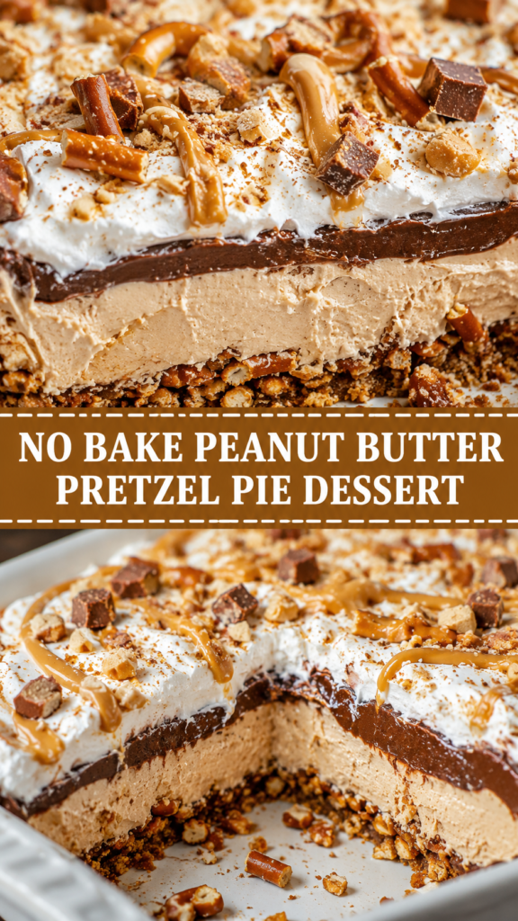 No Bake Peanut Butter Pretzel Pie Dessert (Irresistible Sweet-Salty Treat Ready in Minutes)