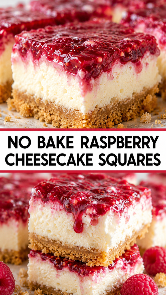 No Bake Raspberry Cheesecake Squares (Creamy, Make-Ahead Dessert That Wows)