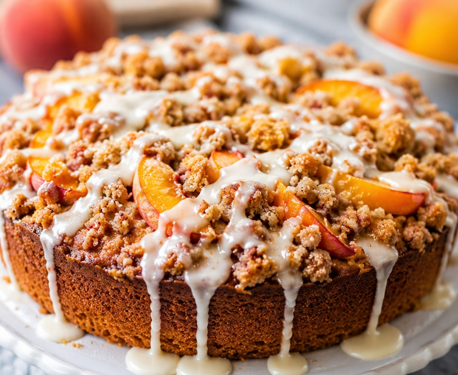 Peach Streusel Coffee Cake (Irresistible Fresh Peach Breakfast Treat)