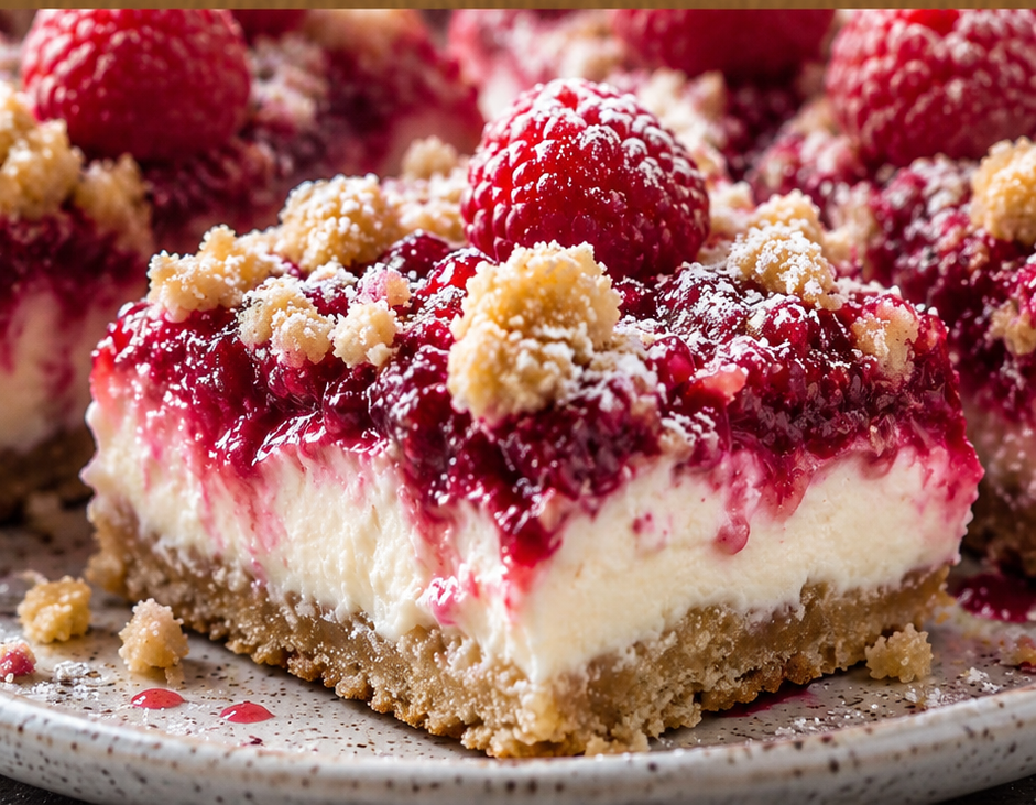 Raspberry Cheesecake Crumble Bars (Creamy, Fruity & So Easy to Make)
